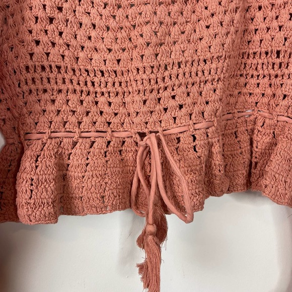 Free People Coral Sand Megan Crochet Top NWT Size Small - Picture 3 of 9